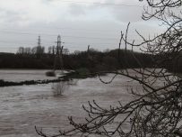 River Eden breaks through it's banks near Willowholme Estate, Carlisle