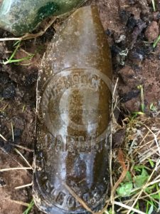 One of the many bottles discover on the banks of the River Eden