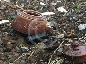 This teapot and lid were also among the debris